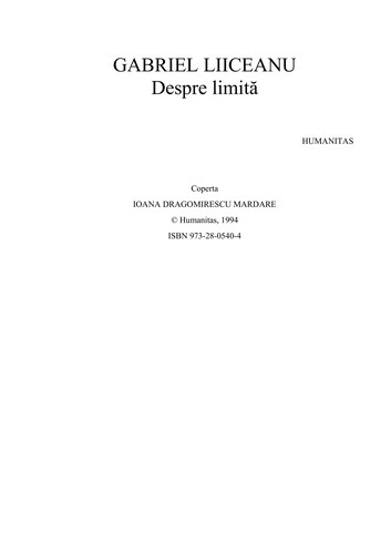Cover for Despre limită