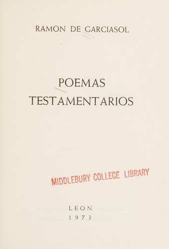 Cover for Poemas testamentarios.