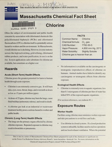 Cover for Massachusetts chemical fact sheet