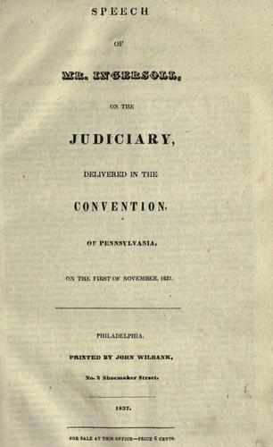Cover for Speech of Mr. Ingersoll, on the judiciary
