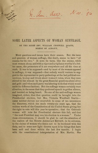 Cover for Some later aspects of woman suffrage.