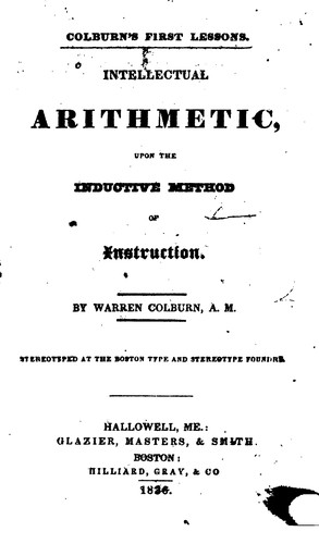 Cover for Intellectual Arithmetic, Upon the Inductive Method of Instruction