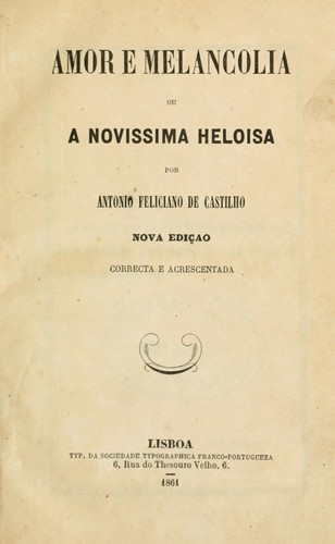 Cover for Amor e melancolia, ou, A novissima Heloisa.
