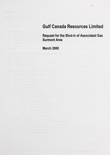Cover for Gulf Canada Resources Limited request for the shut-in of associated gas, Surmont Area