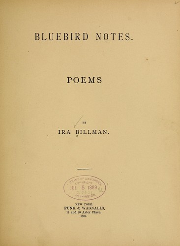 Cover for Bluebird notes...