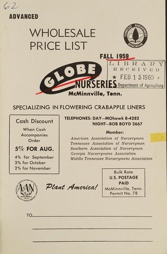 Cover for Advanced wholesale price list