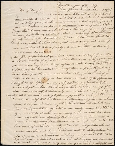 Cover for [Letter to] Rev & Dear Sir