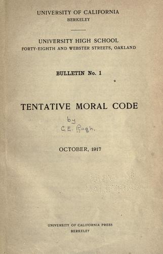 Cover for Tentative moral code ...