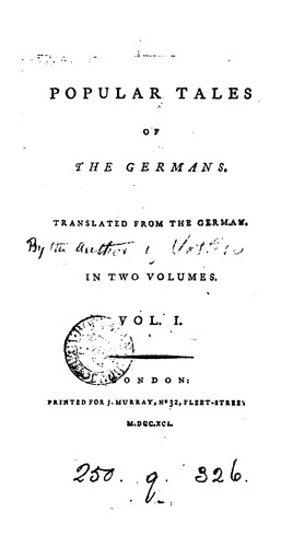 Cover for Popular tales of the Germans [selected from J.C.A. Musaeus] tr. [by W. Beckford].