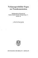 Cover for Verfassungsrechtliche Fragen zur Pressekonzentration
