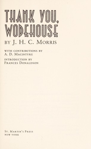 Cover for Thank you, Wodehouse