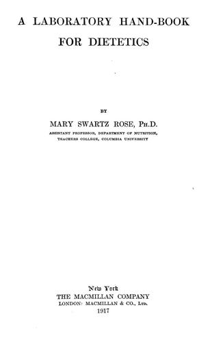Cover for A laboratory hand-book for dietetics