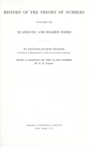 Cover for History of the theory of numbers.