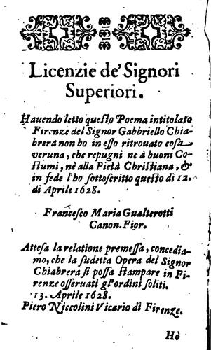 Cover for Firenze, poema di Gabriello Chiabrera