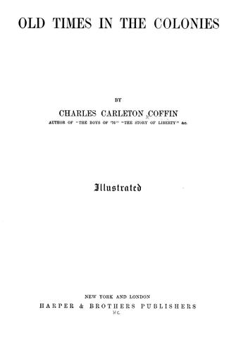Cover for Old times in the colonies