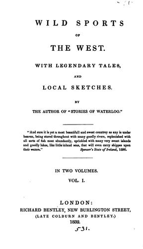 Cover for Wild sports of the West, by the author of 'Stories of Waterloo'.