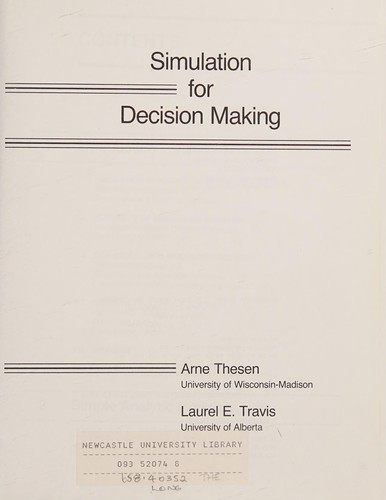 Cover for Simulation for decision making