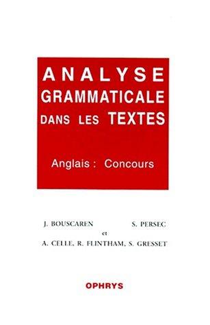 Cover for Analyse grammaticale dans les textes. Anglais 