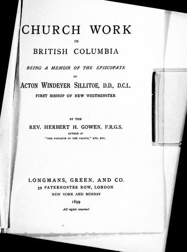 Cover for Church work in British Columbia