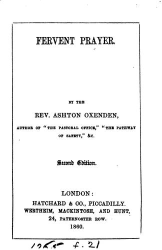 Cover for Fervent prayer
