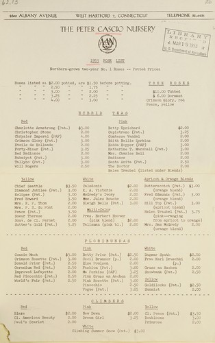 Cover for 1953 rose list