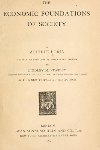 Cover for The economic foundations of society