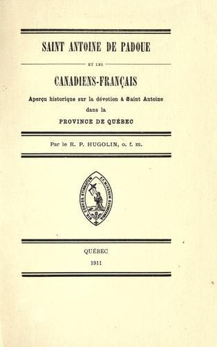 Cover for Saint Antoine de Padoue et les Canadiens-fran©ʻcais