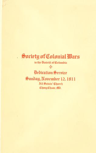 Cover for Dedication service