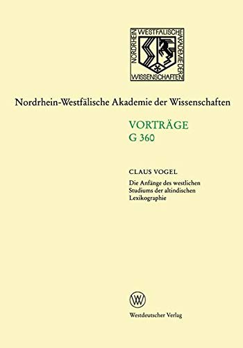 Cover for Die Anfänge des westlichen Studiums der altindischen Lexikographie