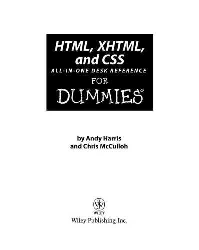 Cover for HTML, XHTML, and CSS all-in-one desk reference for dummies