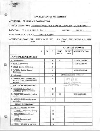 Cover for CR Kendall Corporation amendment #6 to operating permit #00122