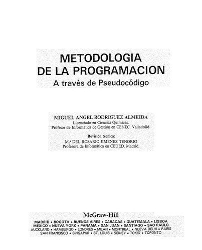 Cover for Metodologi a de la programacio n a trave s de pseudoco digo