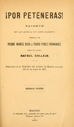 Cover for !Por peteneras!