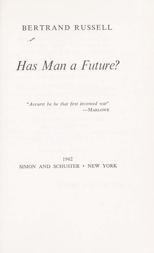 Cover for Has man a future?