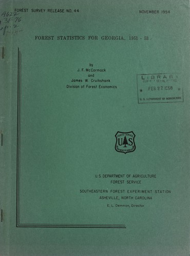 Cover for Forest statistics for Georgia, 1951-53