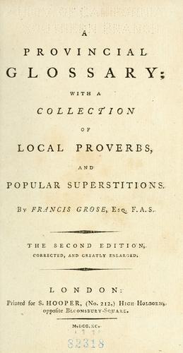 Cover for A provincial glossary