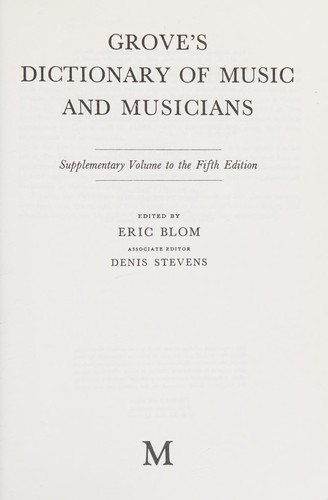 Cover for Grove's dictionary of music and musicians.