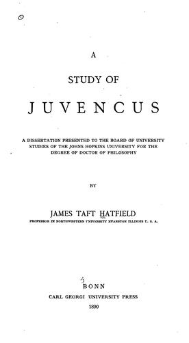 Cover for A Study of Juvencus: A Dissertation ...