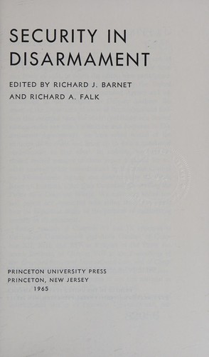 Cover for Security in disarmament