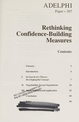Cover for Rethinking confidence-building measures