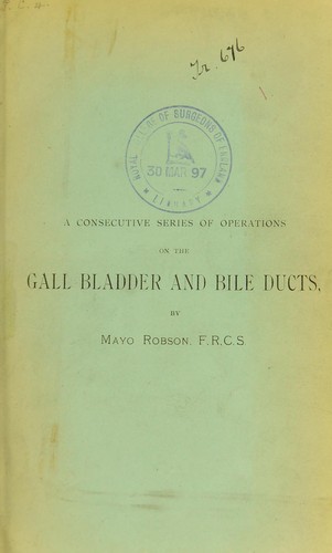 Cover for A consecutive series of operations on the gall bladder and bile ducts
