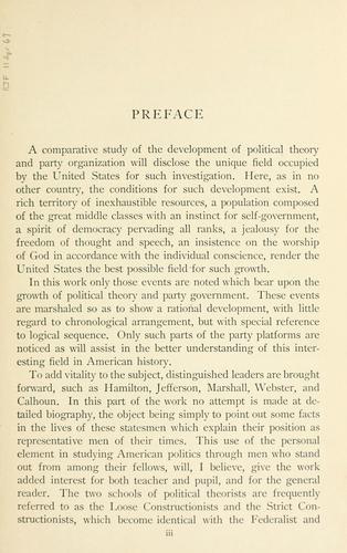 Cover for The history of political theory and party organization in the United States