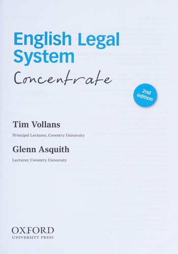 Cover for English legal system concentrate