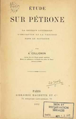 Cover for Étude sur Pétrone