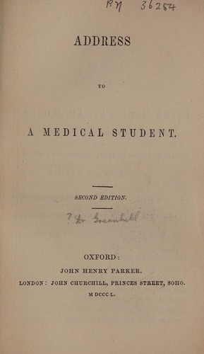 Cover for Address to a medical student
