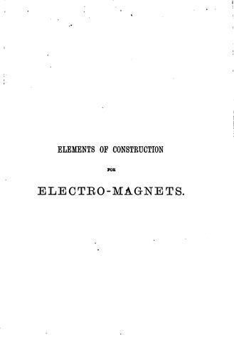 Cover for Elements of construction for electro-magnets, tr. by C.J. Wharton