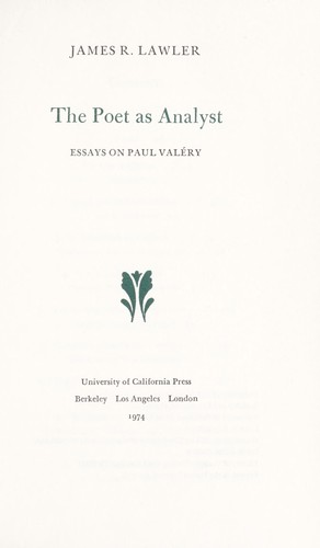 Cover for The poet as analyst