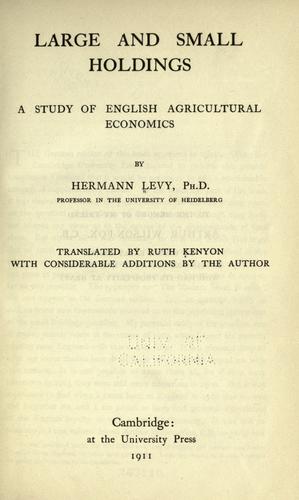 Cover for Large and small holdings