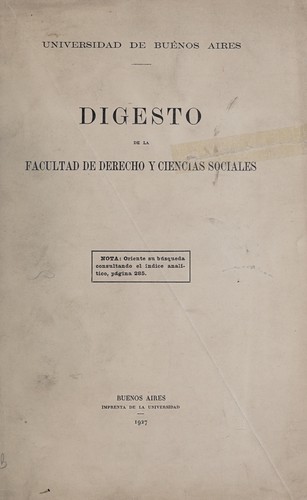 Cover for Digesto de la Facultad de Derecho y Ciencias Sociales
