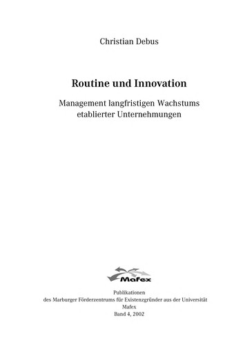 Cover for Routine und Innovation